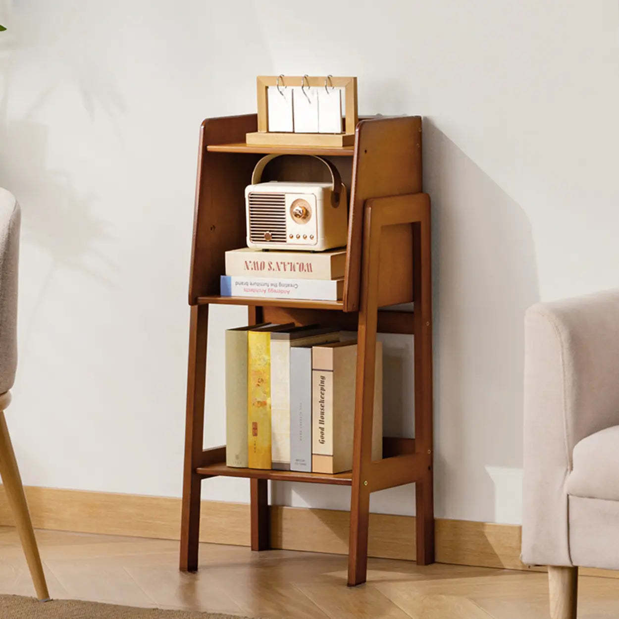 Scandinavian Bamboo Bookshelf with High Legs — Black