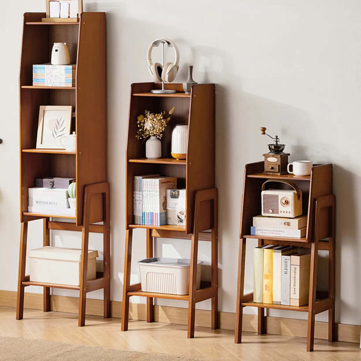 Scandinavian Bamboo Bookshelf with High Legs — Black
