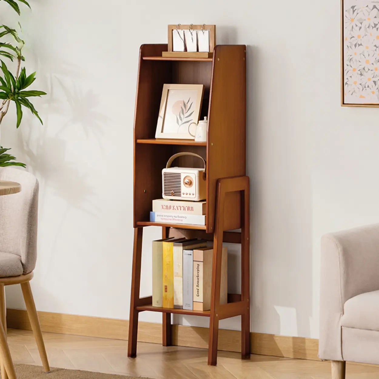 Scandinavian Bamboo Bookshelf with High Legs — Tan