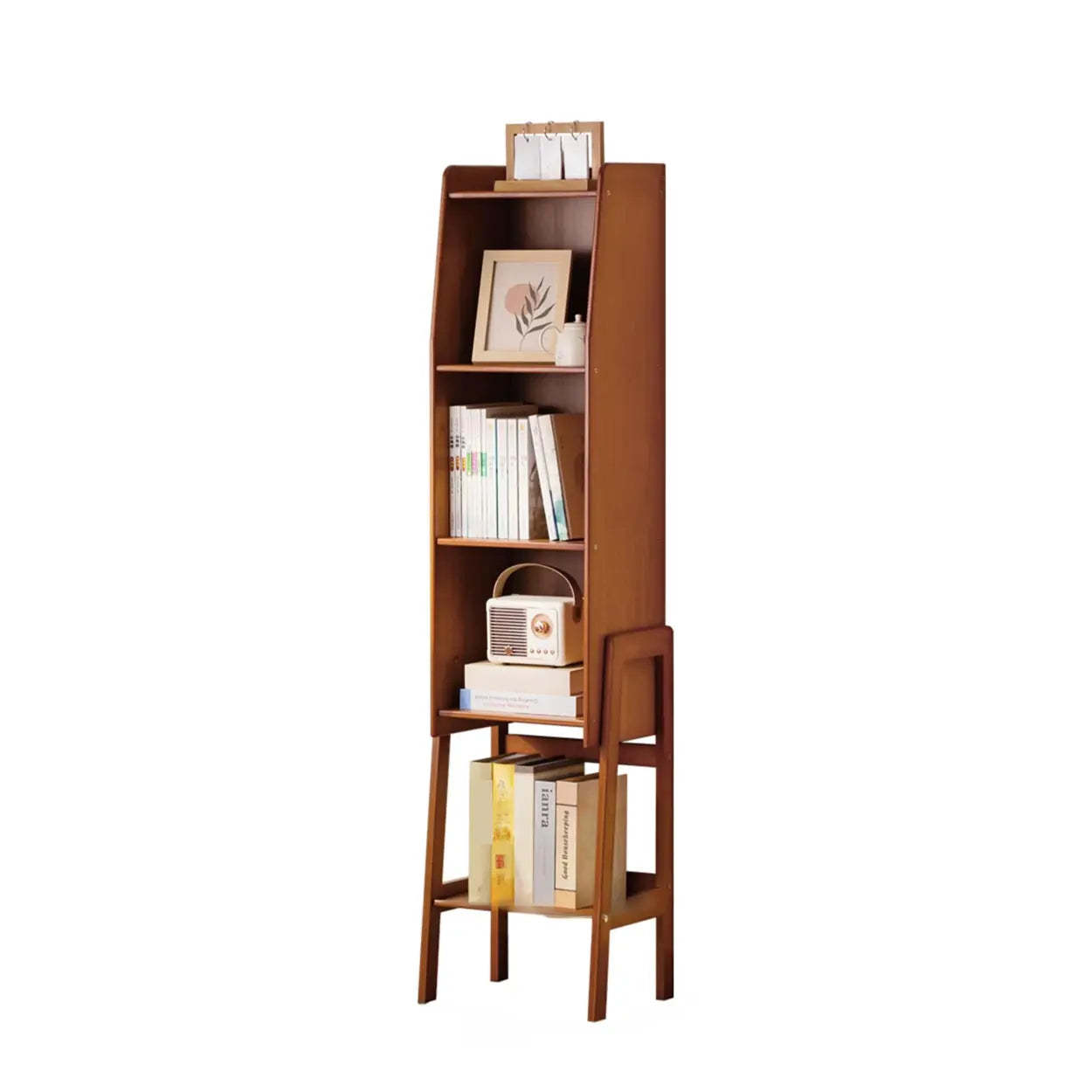 Scandinavian Bamboo Bookshelf with High Legs — Natural