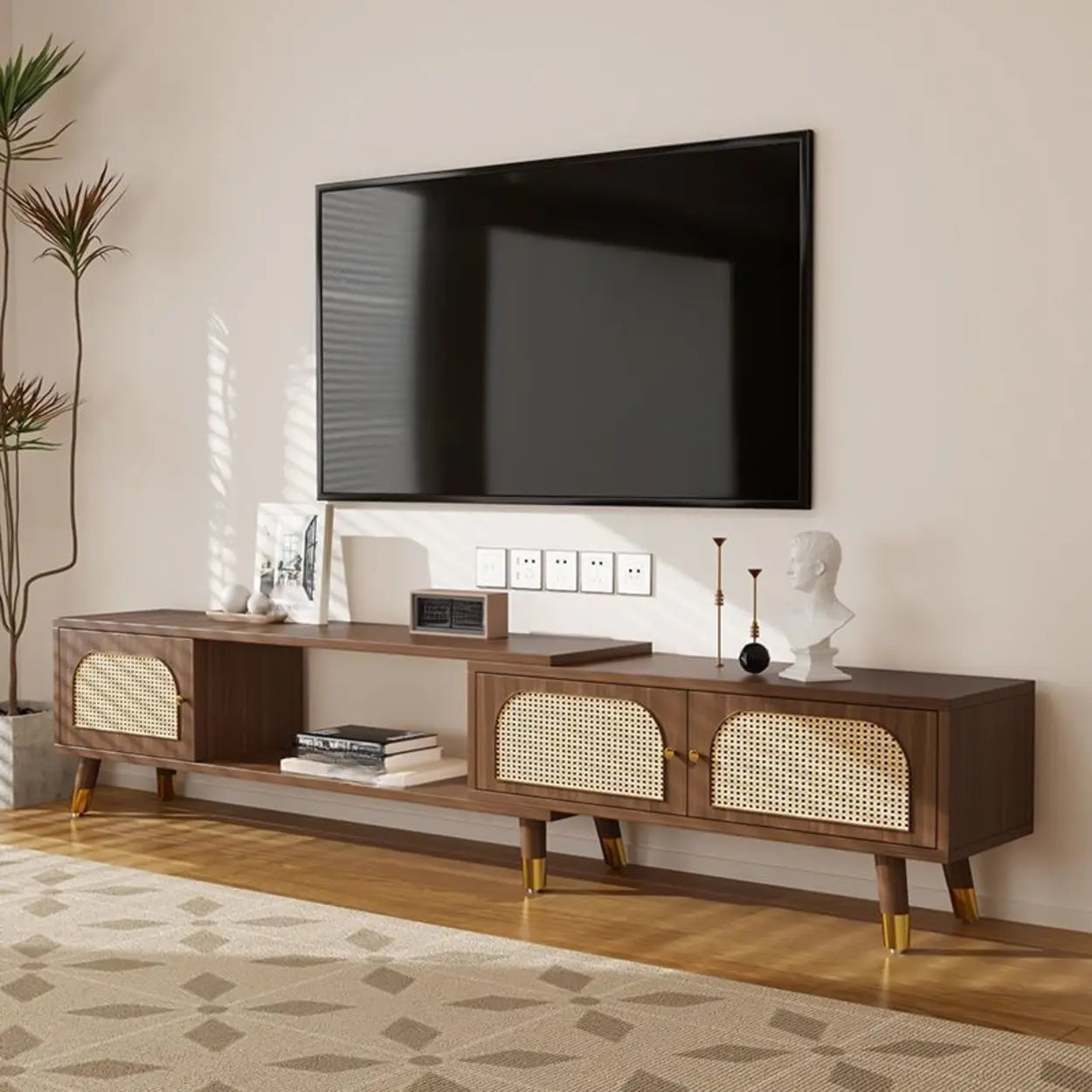 Scandinavian Black Shelf Cabinet TV Stand — White