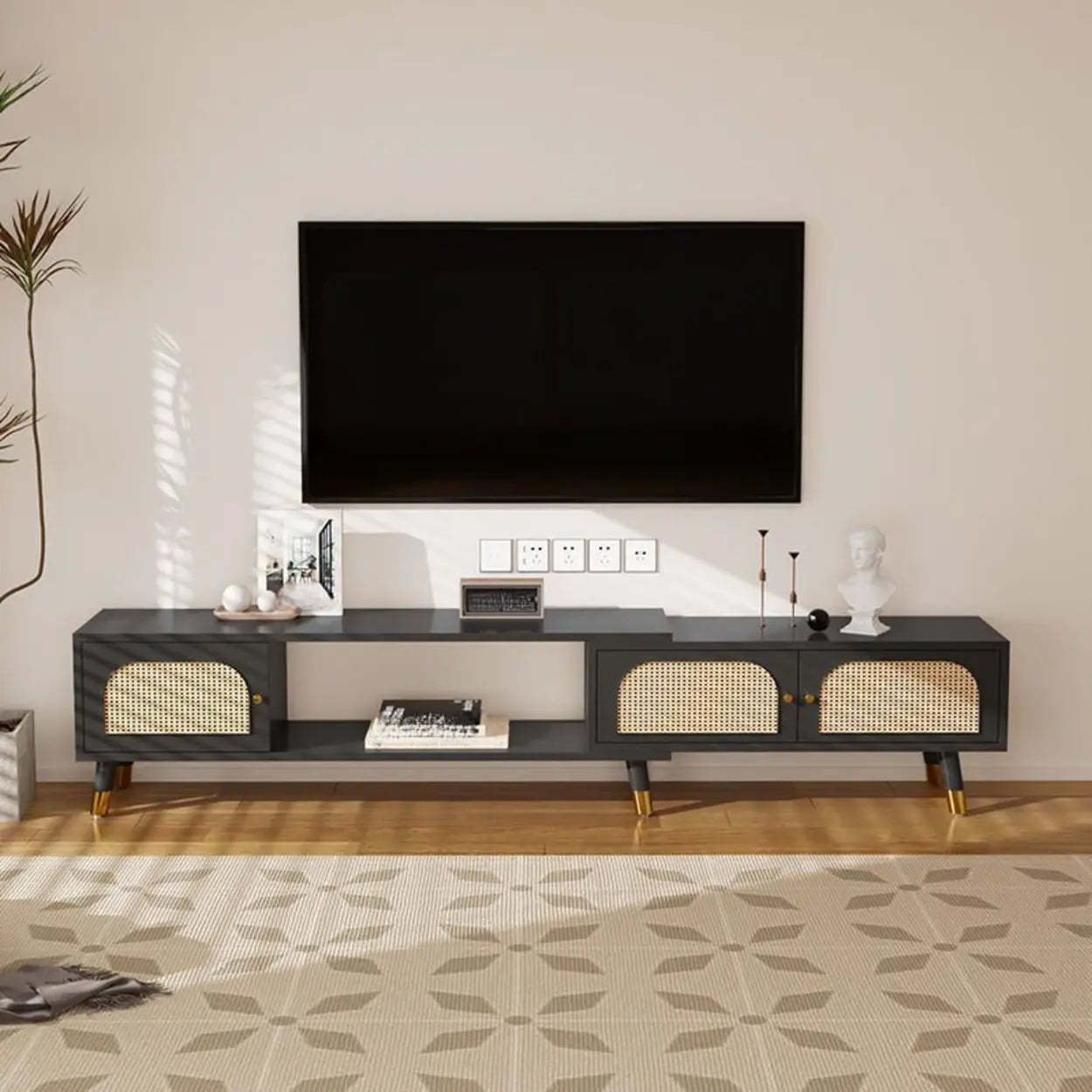 Nordic stand storage tv stands in wood — Black