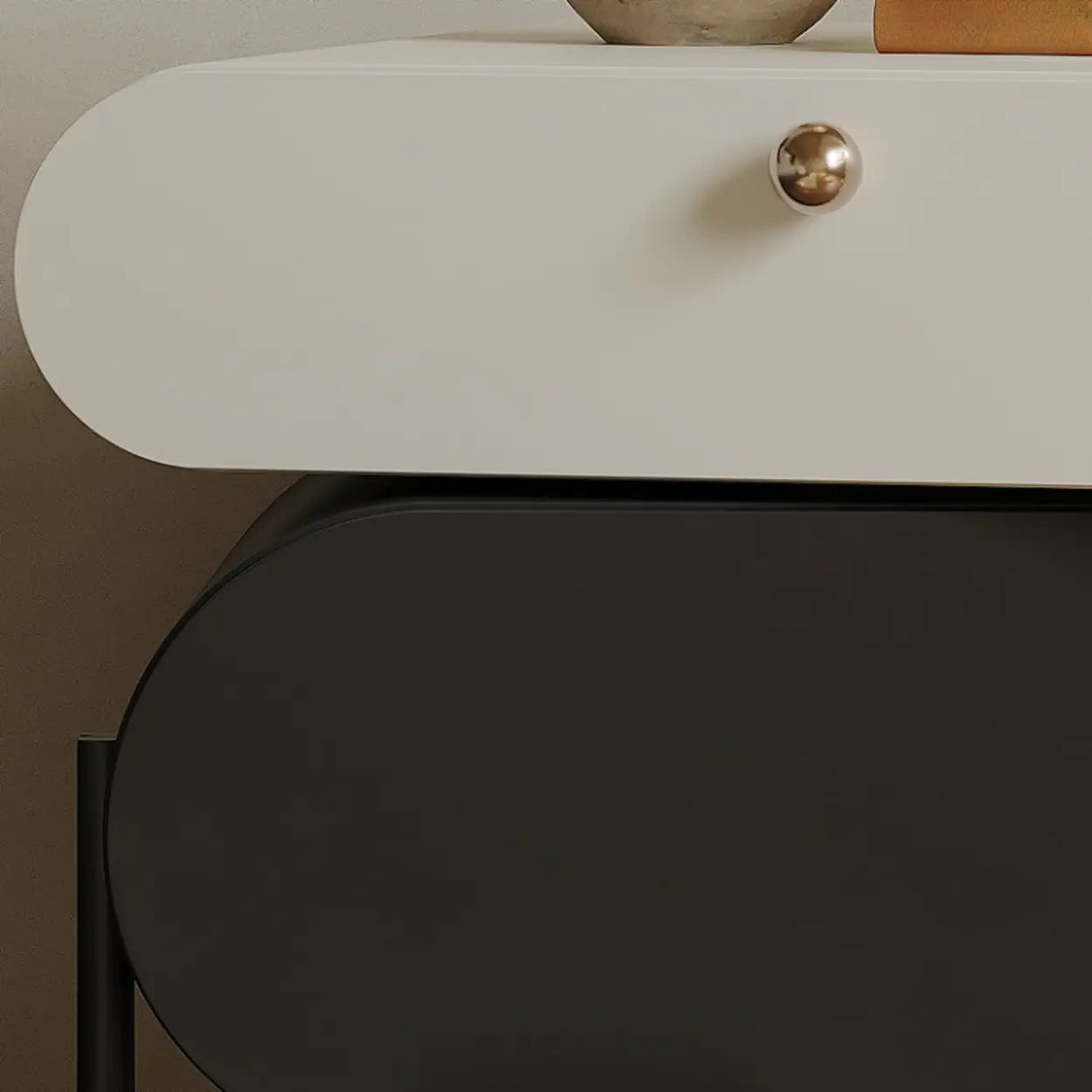 Scandinavian Black White Oval Nightstand