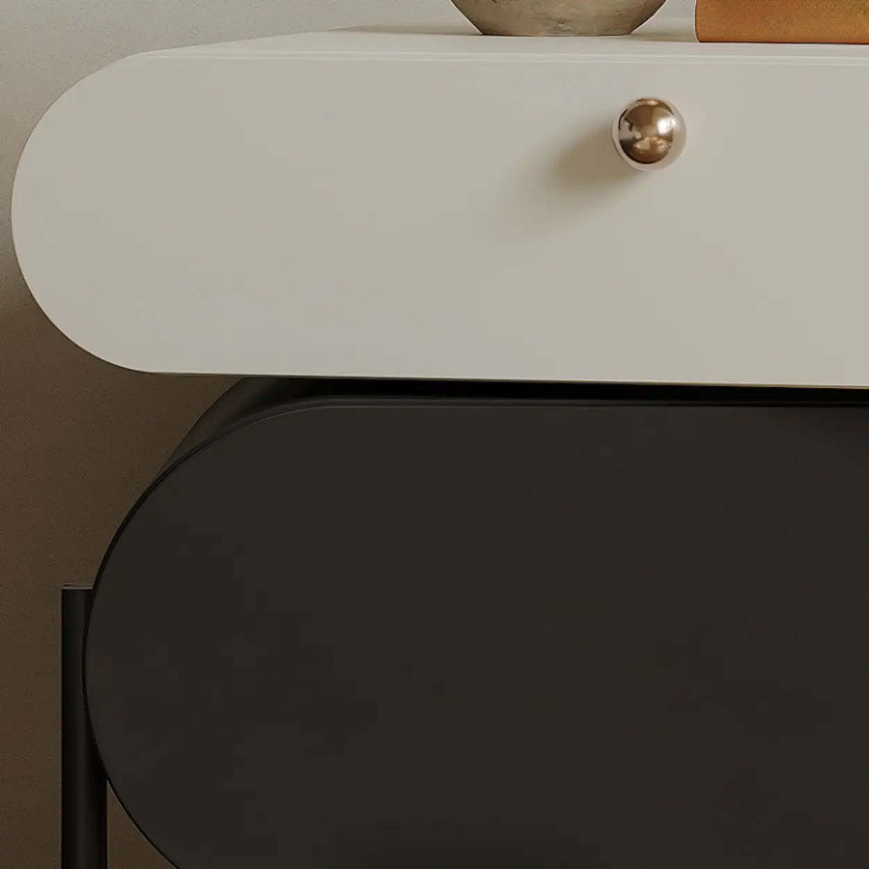 Scandinavian Black White Oval Nightstand