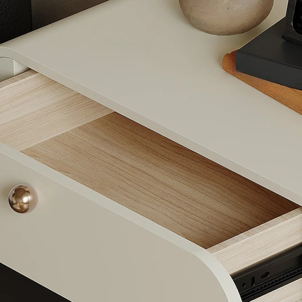 Scandinavian Black White Oval Nightstand