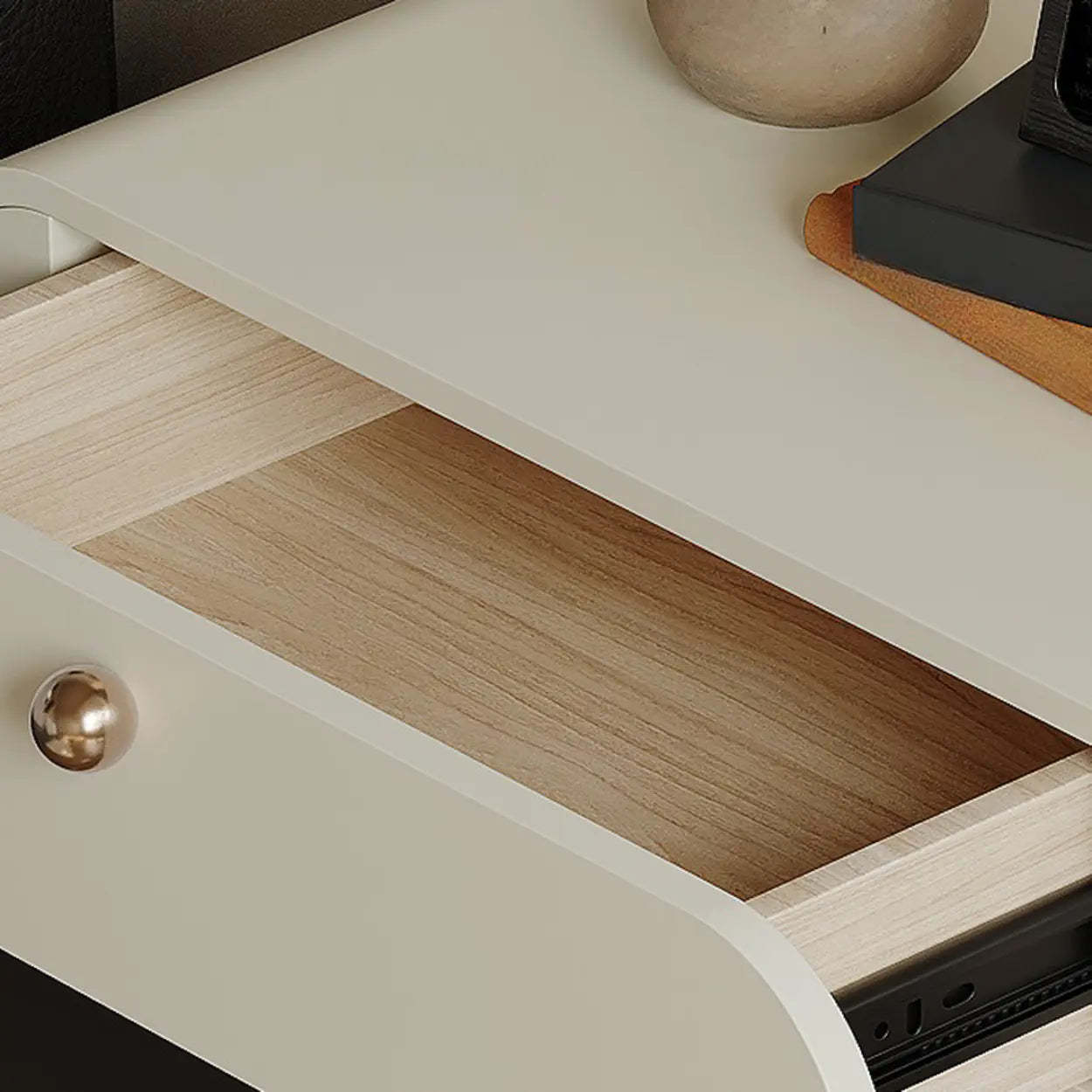 Scandinavian Black White Oval Nightstand