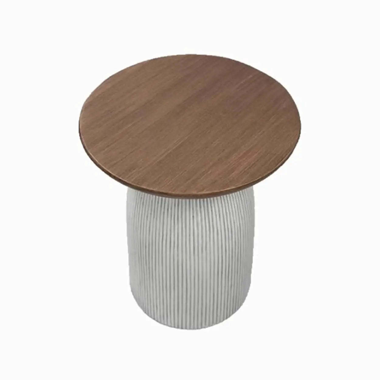 Scandinavian Brown Round Wood White Pedestal Side Table