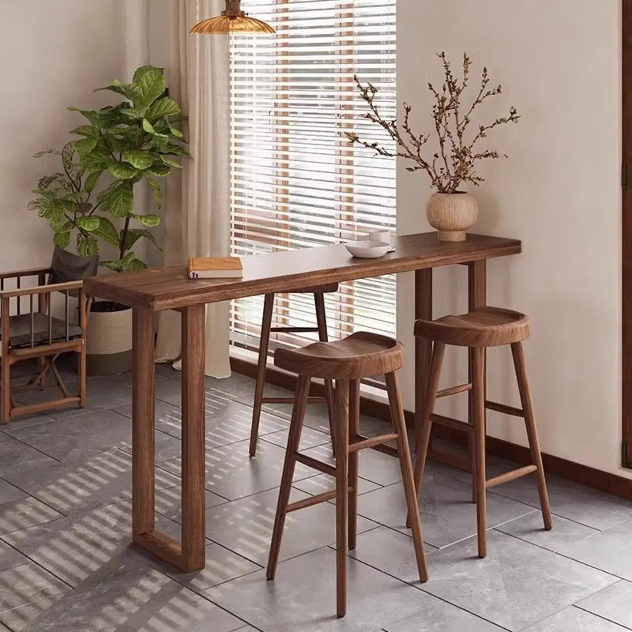Scandinavian Wood Slim Sled Bar Table