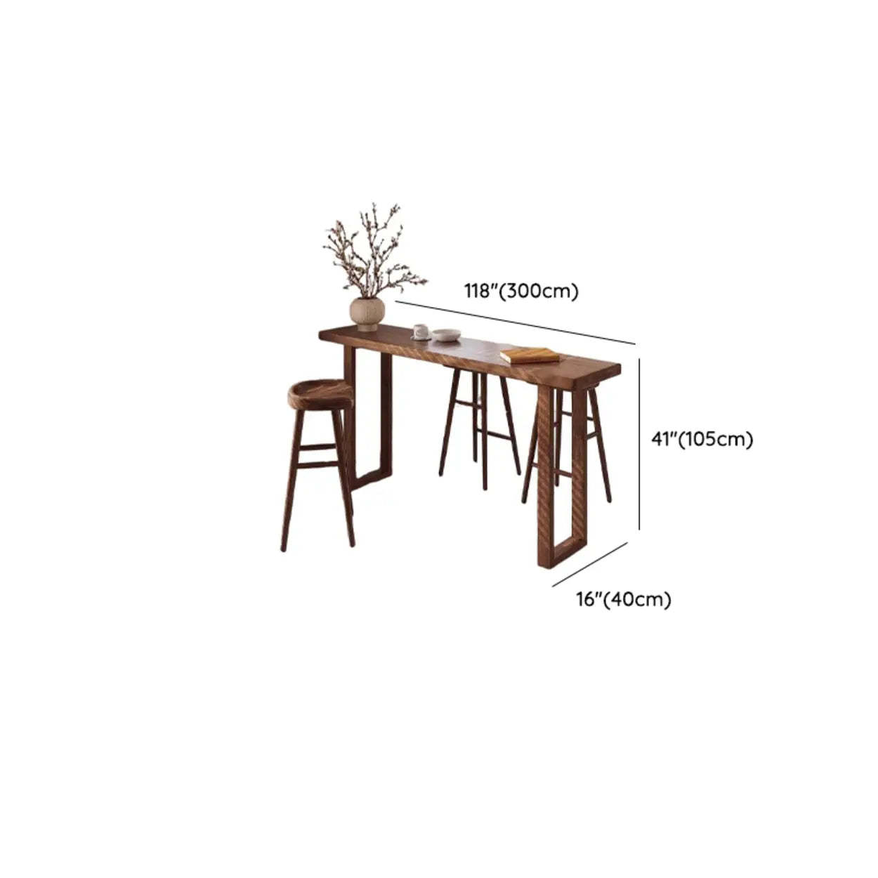Scandinavian Wood Slim Sled Bar Table