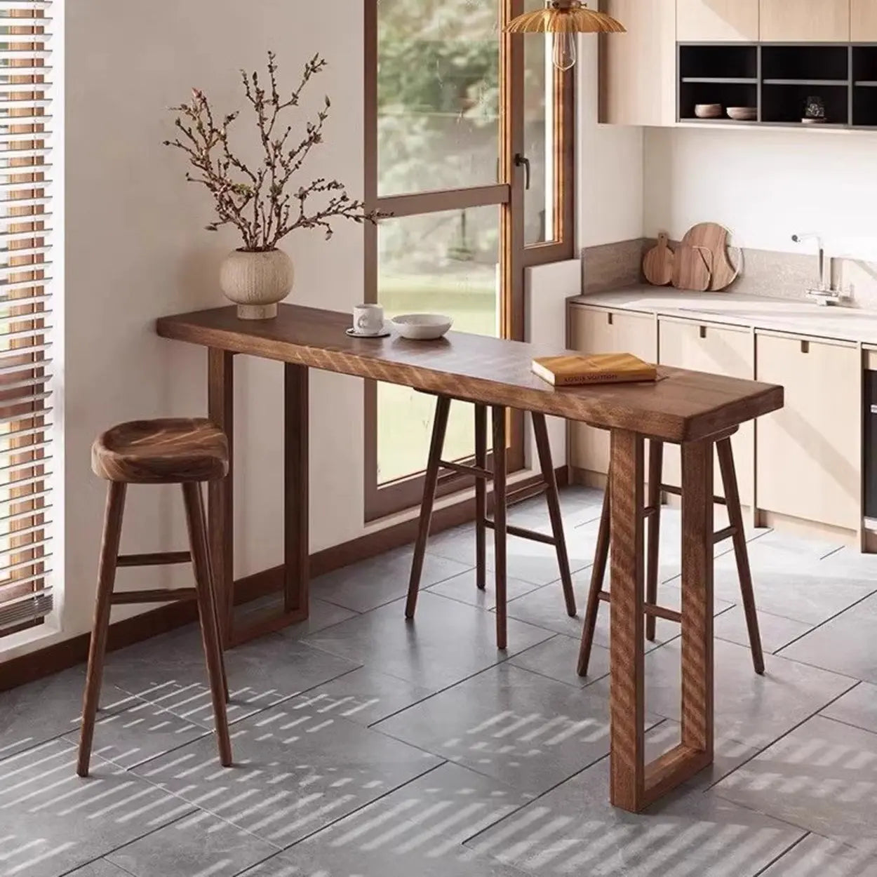 Scandinavian Wood Slim Sled Bar Table
