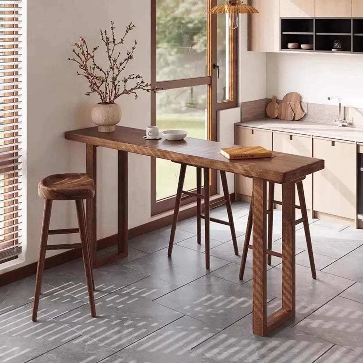 Sled slim wood bar tables for kitchen — 47.2"L x 15.7"W x 41.3"H