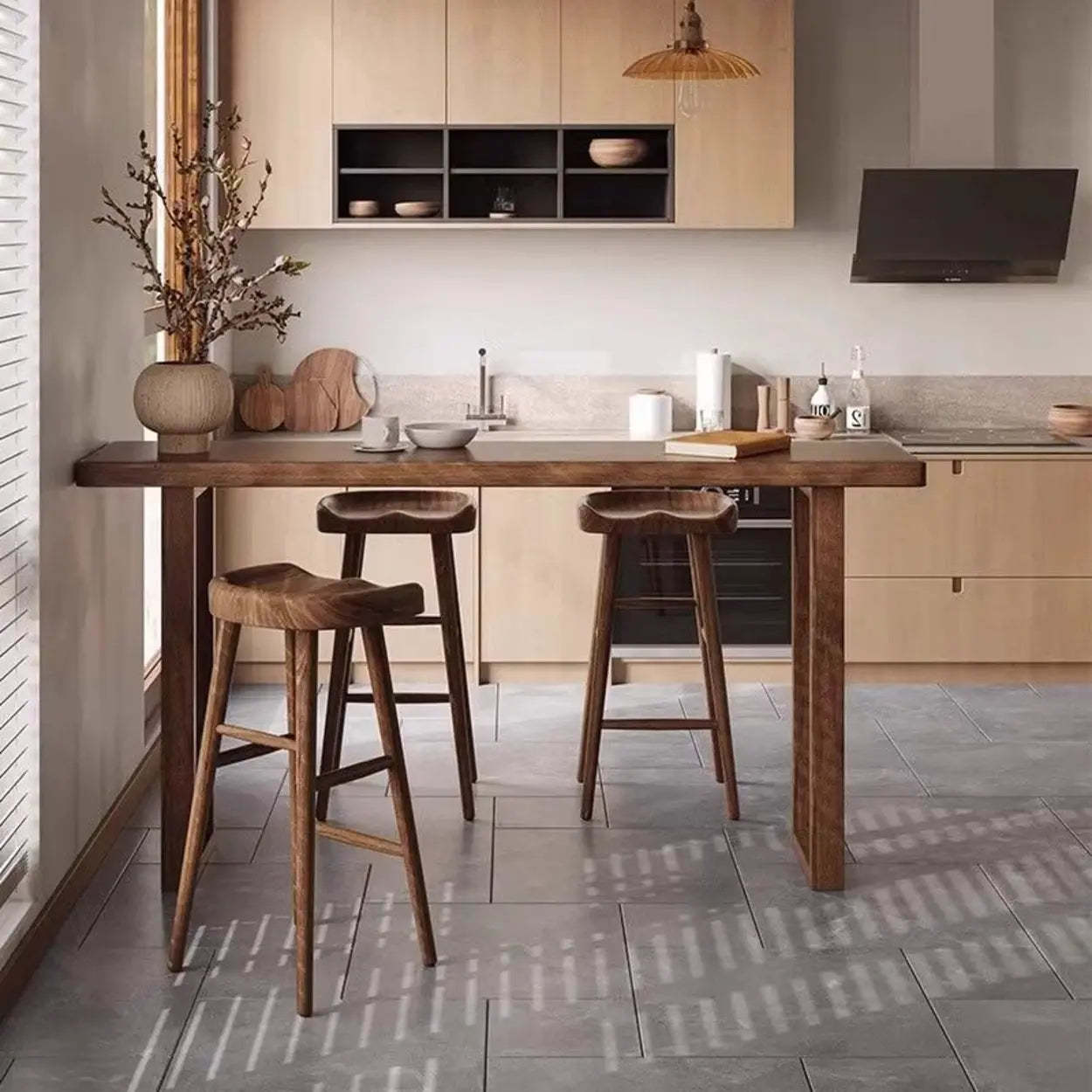 Lighom slim sled wood bar tables for kitchen — 55.1"L x 15.7"W x 41.3"H