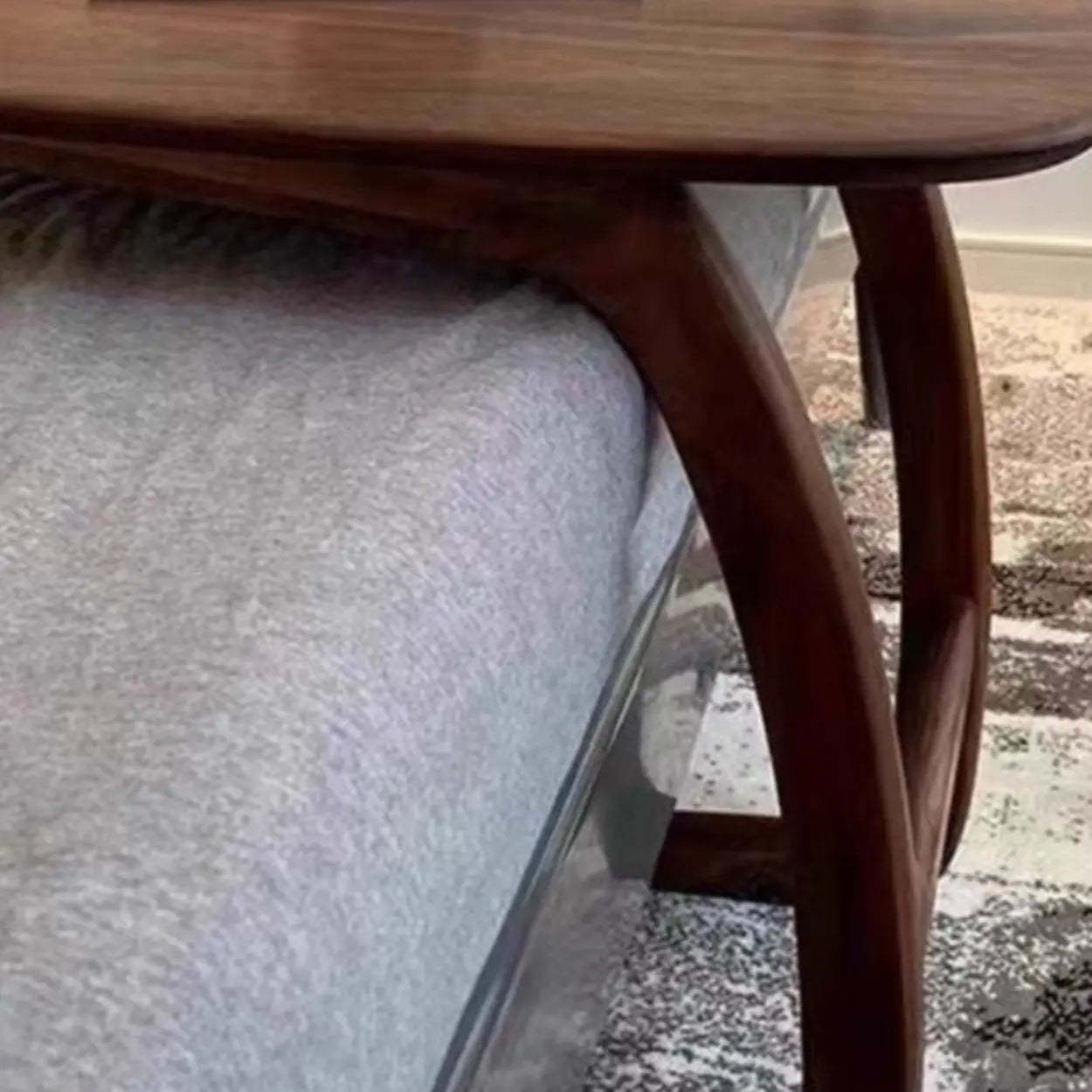 Scandinavian Brown Wood C-Shaped Chairside Table