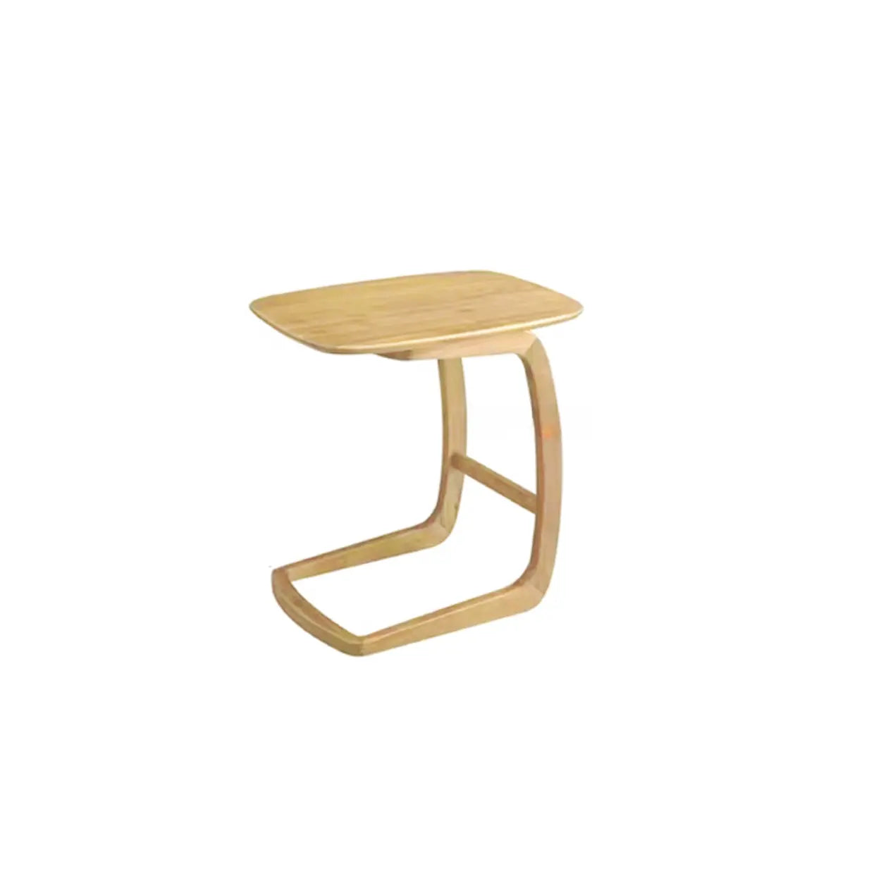 Scandinavian Brown Wood C-Shaped Chairside Table