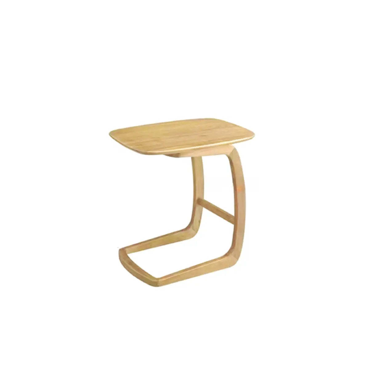 Scandinavian Brown Wood C-Shaped Chairside Table