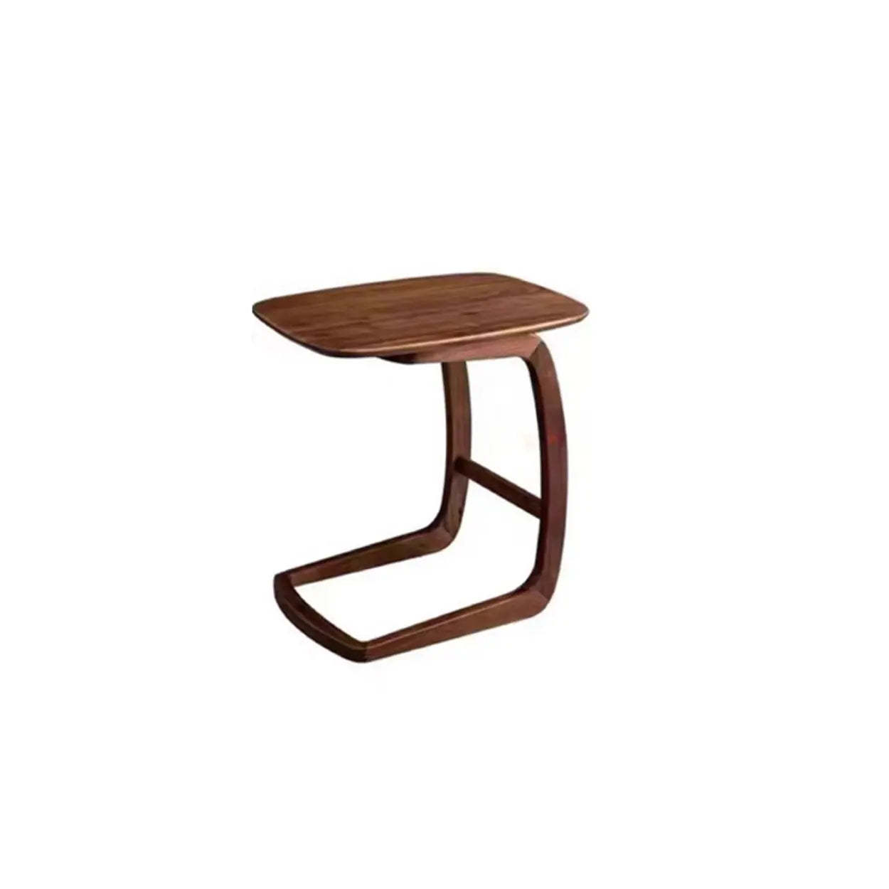 Scandinavian Brown Wood C-Shaped Chairside Table