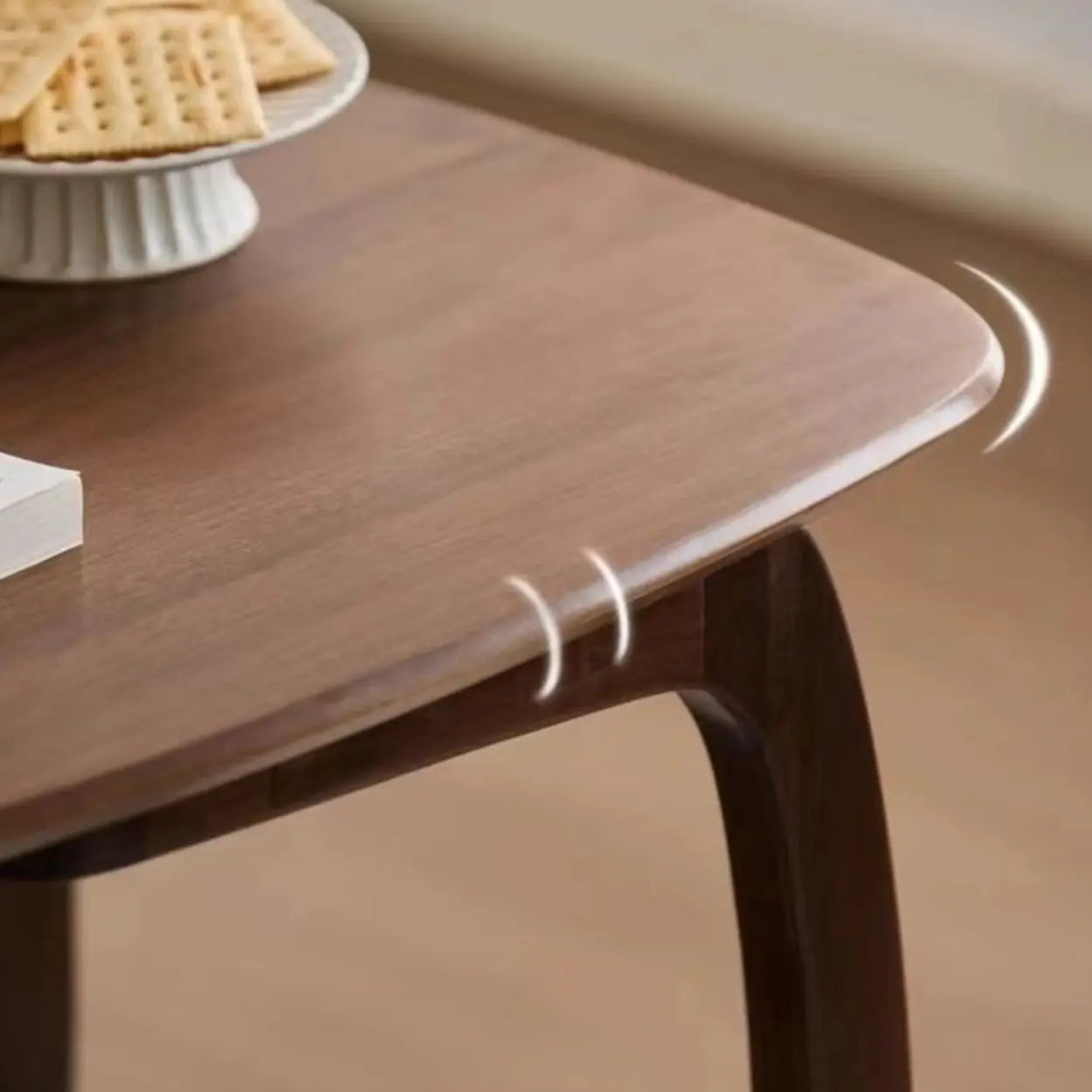 Scandinavian Brown Wood C-Shaped Chairside Table