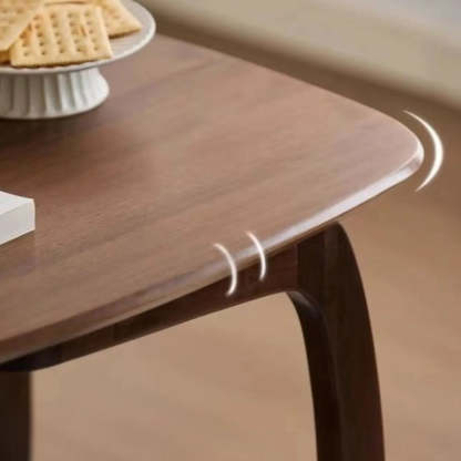 Scandinavian Brown Wood C-Shaped Chairside Table
