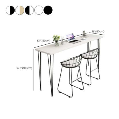 Scandinavian Chic White Rectangular Metal Bar Table — White-Black / Table Only