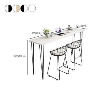 Scandinavian Chic White Rectangular Metal Bar Table — Black / Table Only