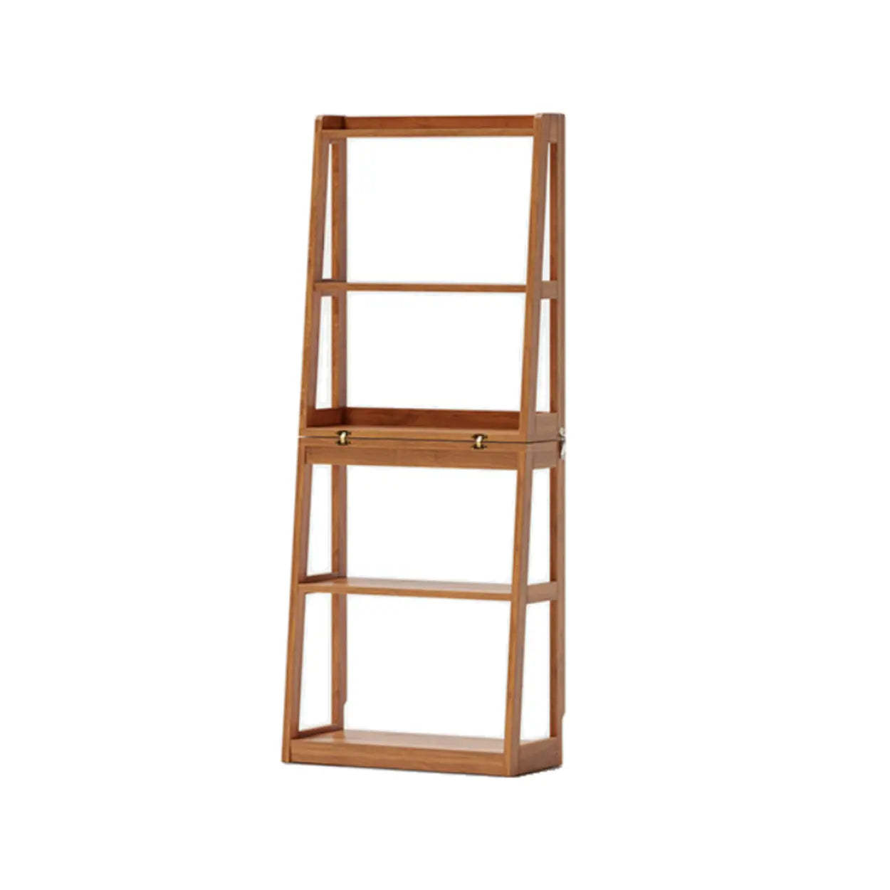 Scandinavian Corner Foldable Wood Ladder Bookshelf — Nut/Brown