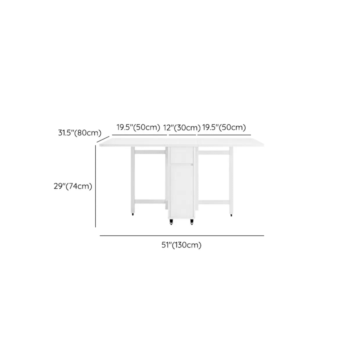 Scandinavian Drop-Leaf White Dining Table