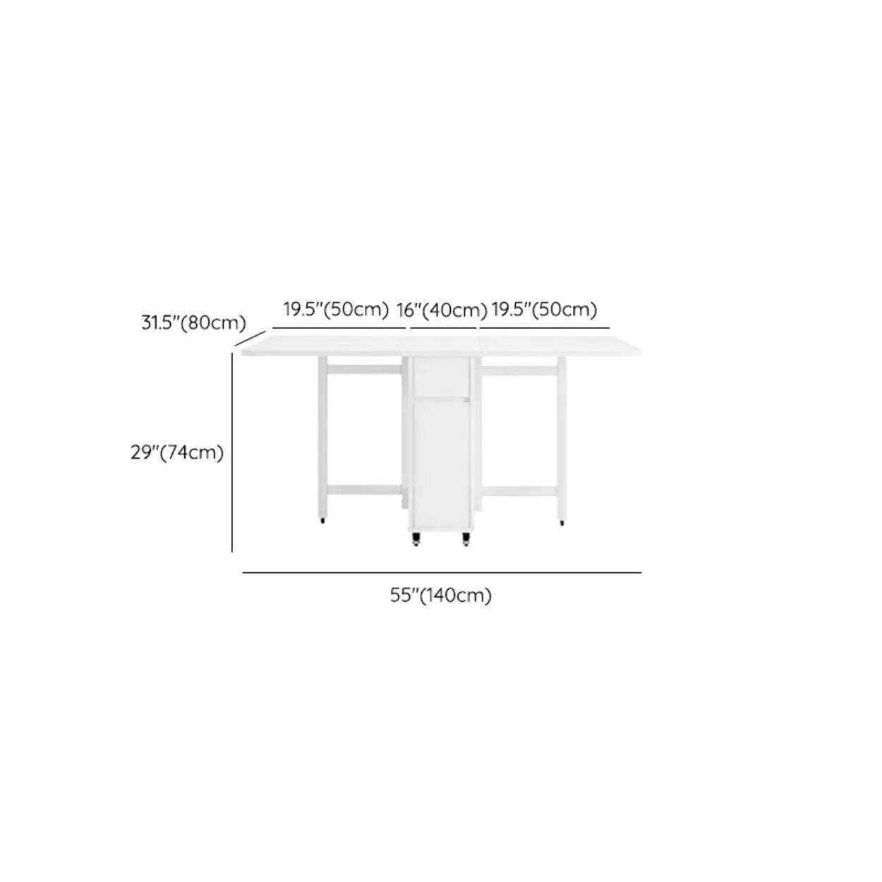Scandinavian Drop-Leaf White Dining Table