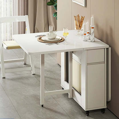Scandinavian Drop-Leaf White Dining Table