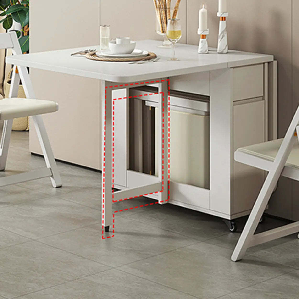 Scandinavian Drop-Leaf White Dining Table