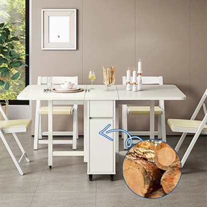 Scandinavian Drop-Leaf White Dining Table
