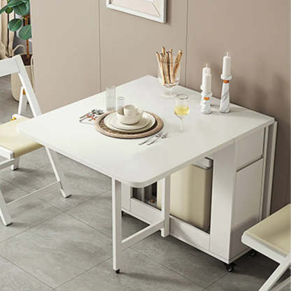 Scandinavian Drop-Leaf White Dining Table