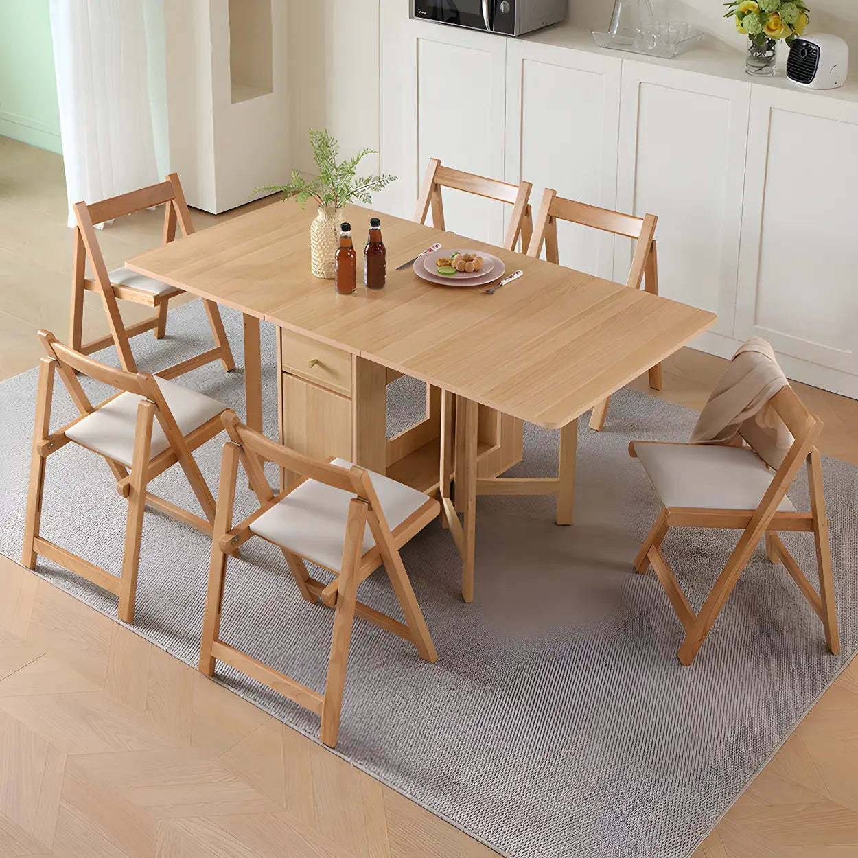 Scandinavian Folding Rubberwood Dining Table