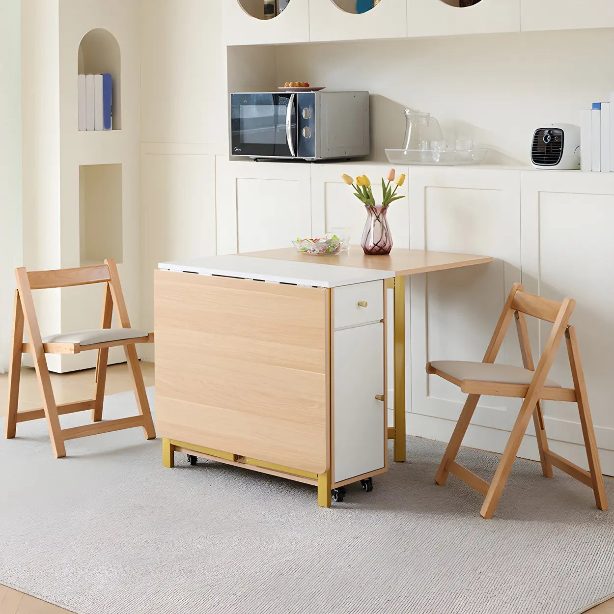 Scandinavian Folding Rubberwood Dining Table