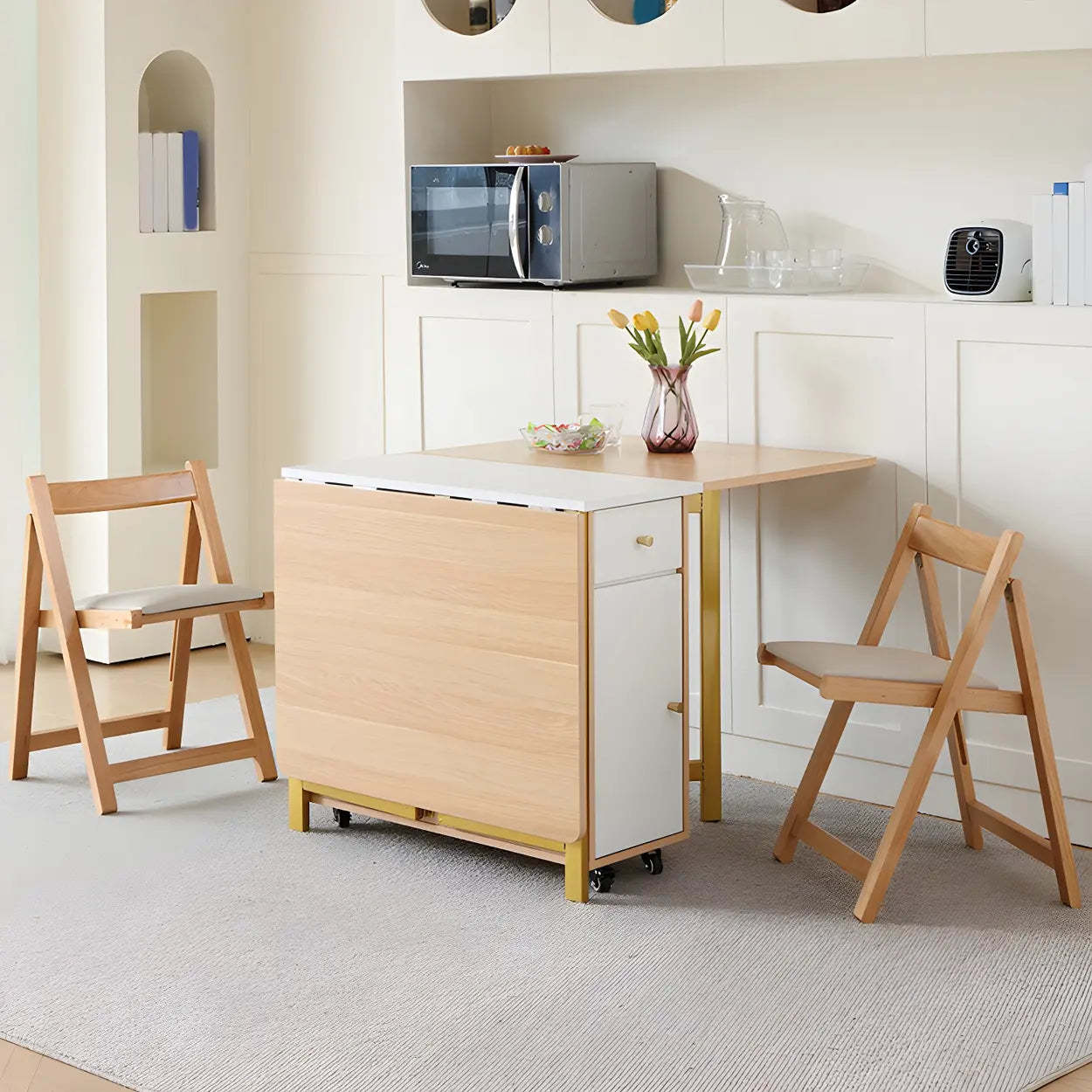 Scandinavian Folding Rubberwood Dining Table