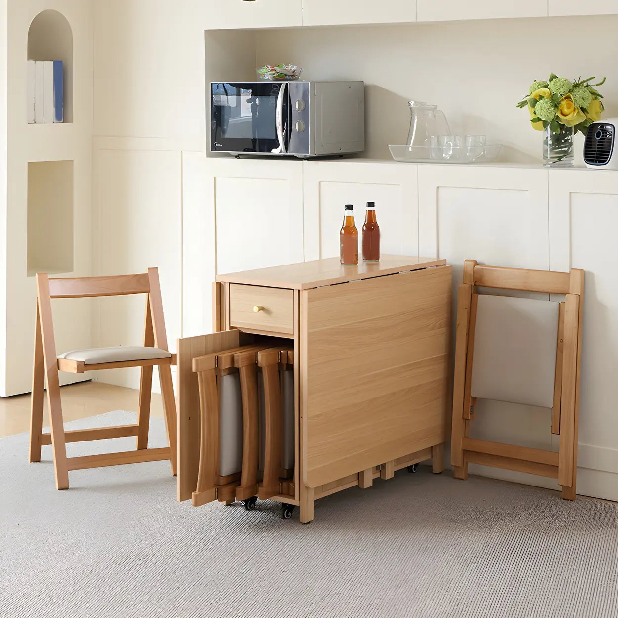 Scandinavian Folding Rubberwood Dining Table