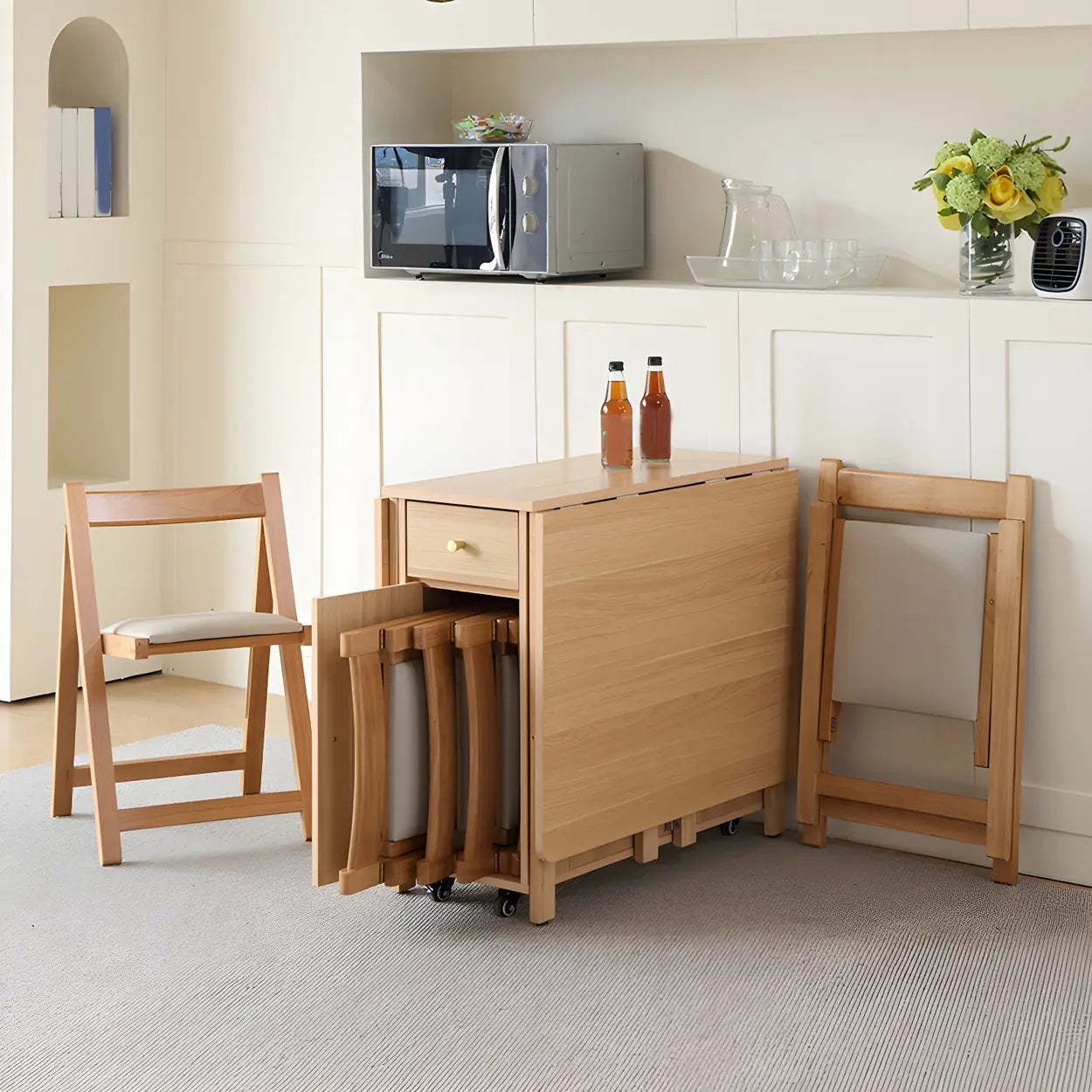 Scandinavian Folding Rubberwood Dining Table