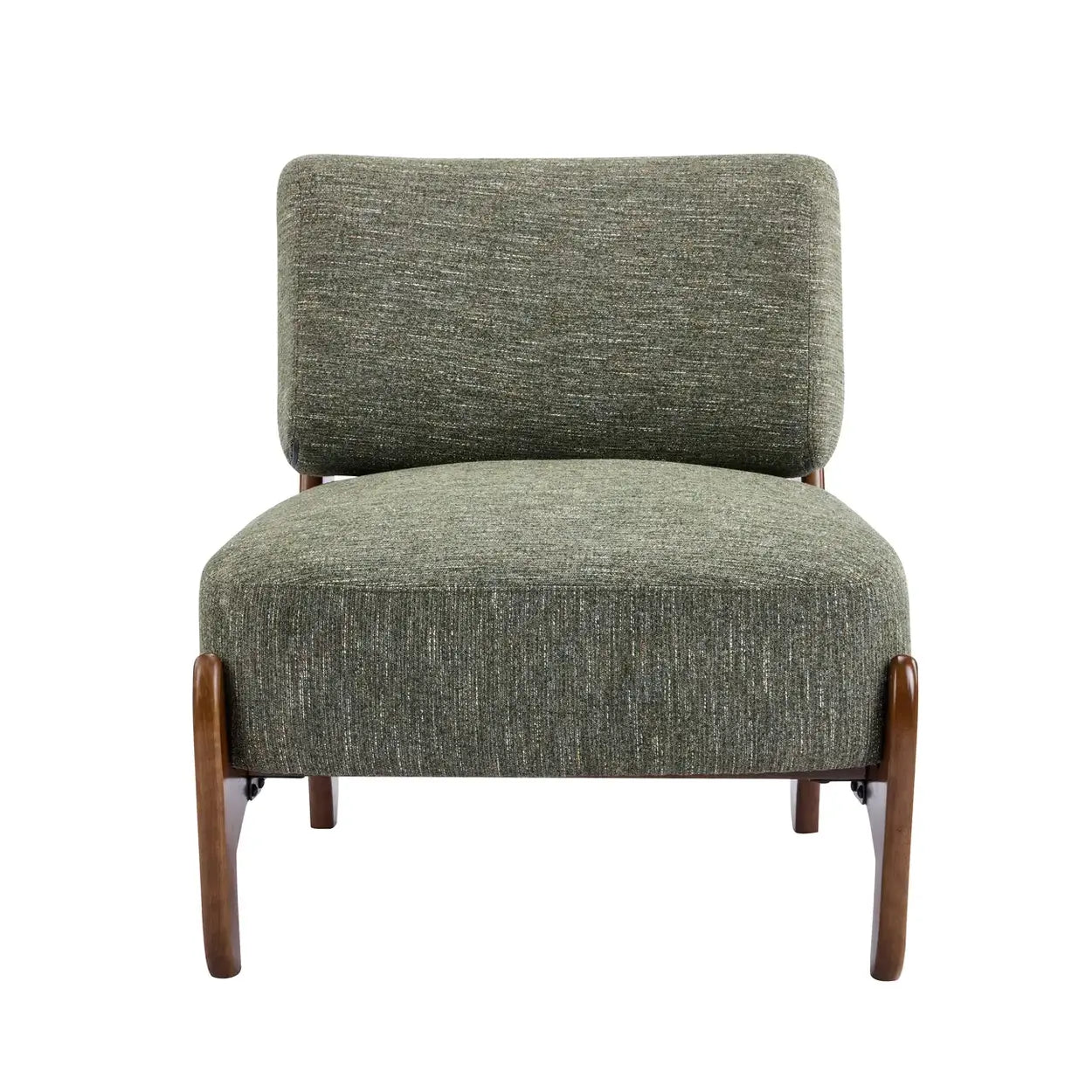 Scandinavian Low Profile Green Chenille Accent Chair