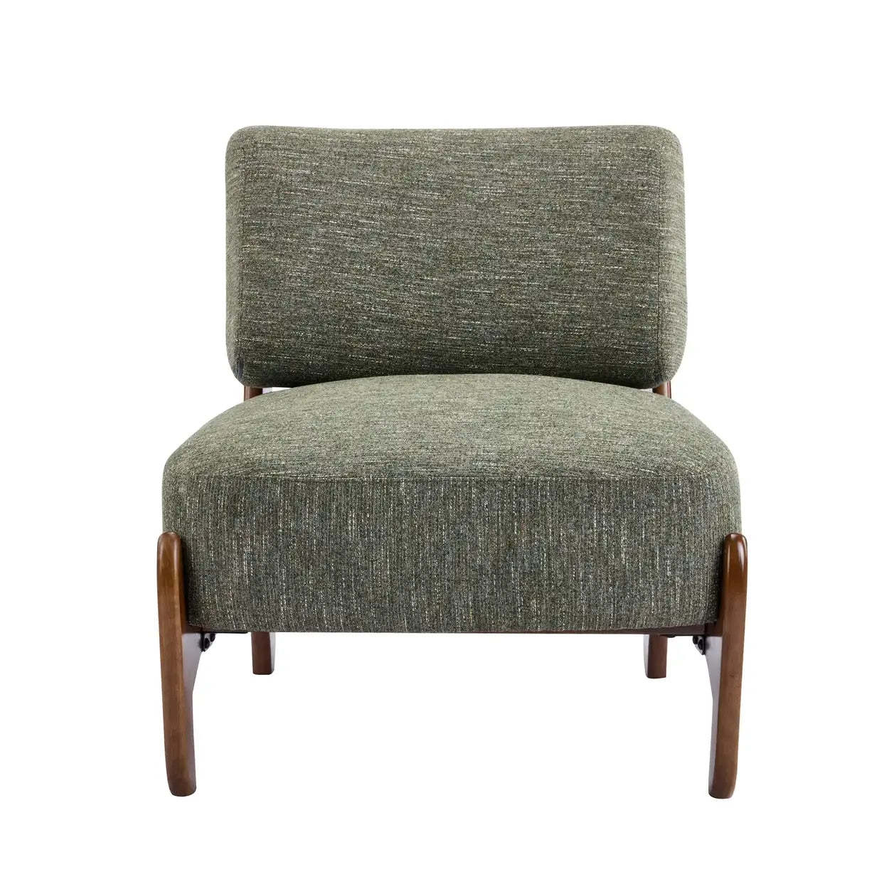 Scandinavian Low Profile Green Chenille Accent Chair