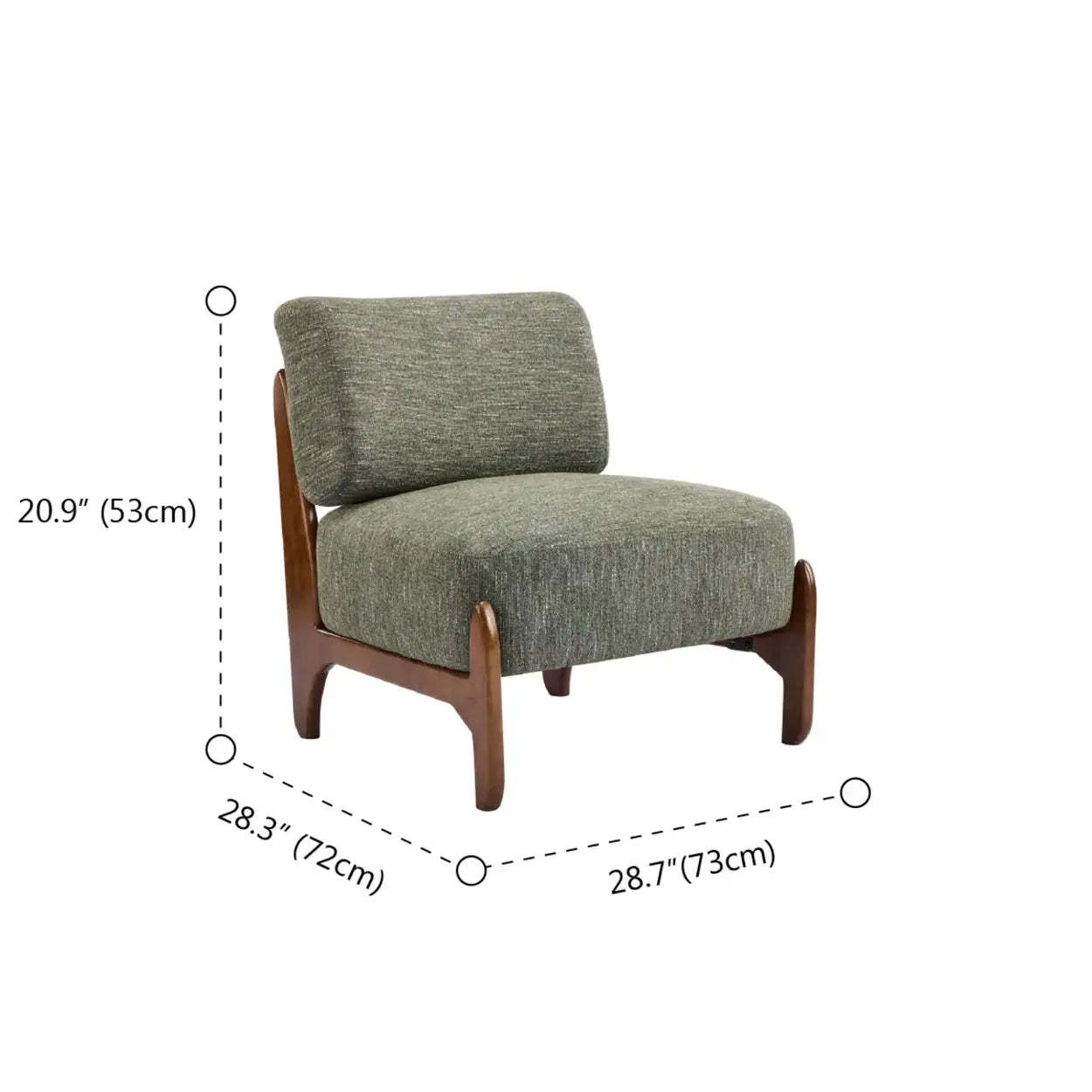 Scandinavian Low Profile Green Chenille Accent Chair