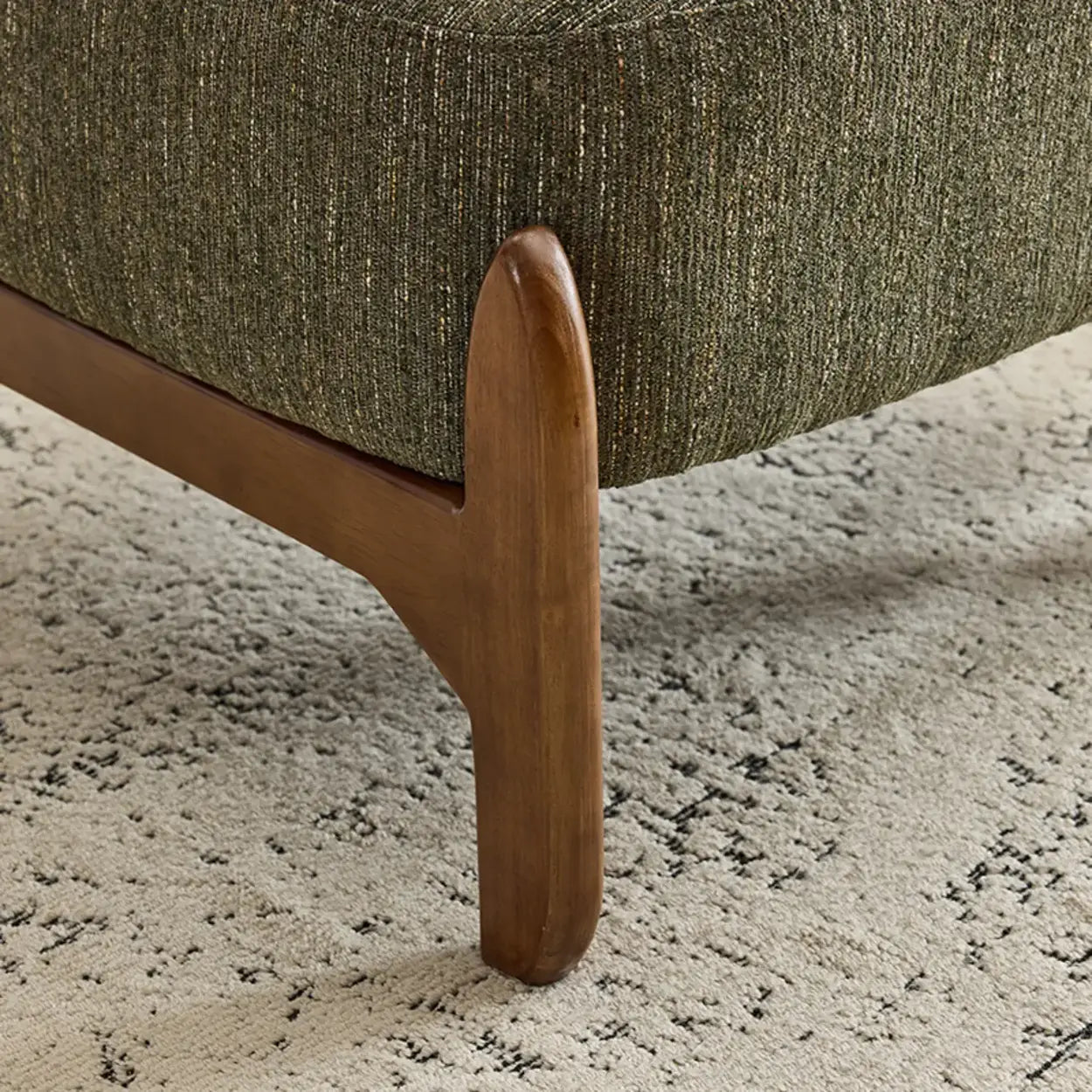 Scandinavian Low Profile Green Chenille Accent Chair