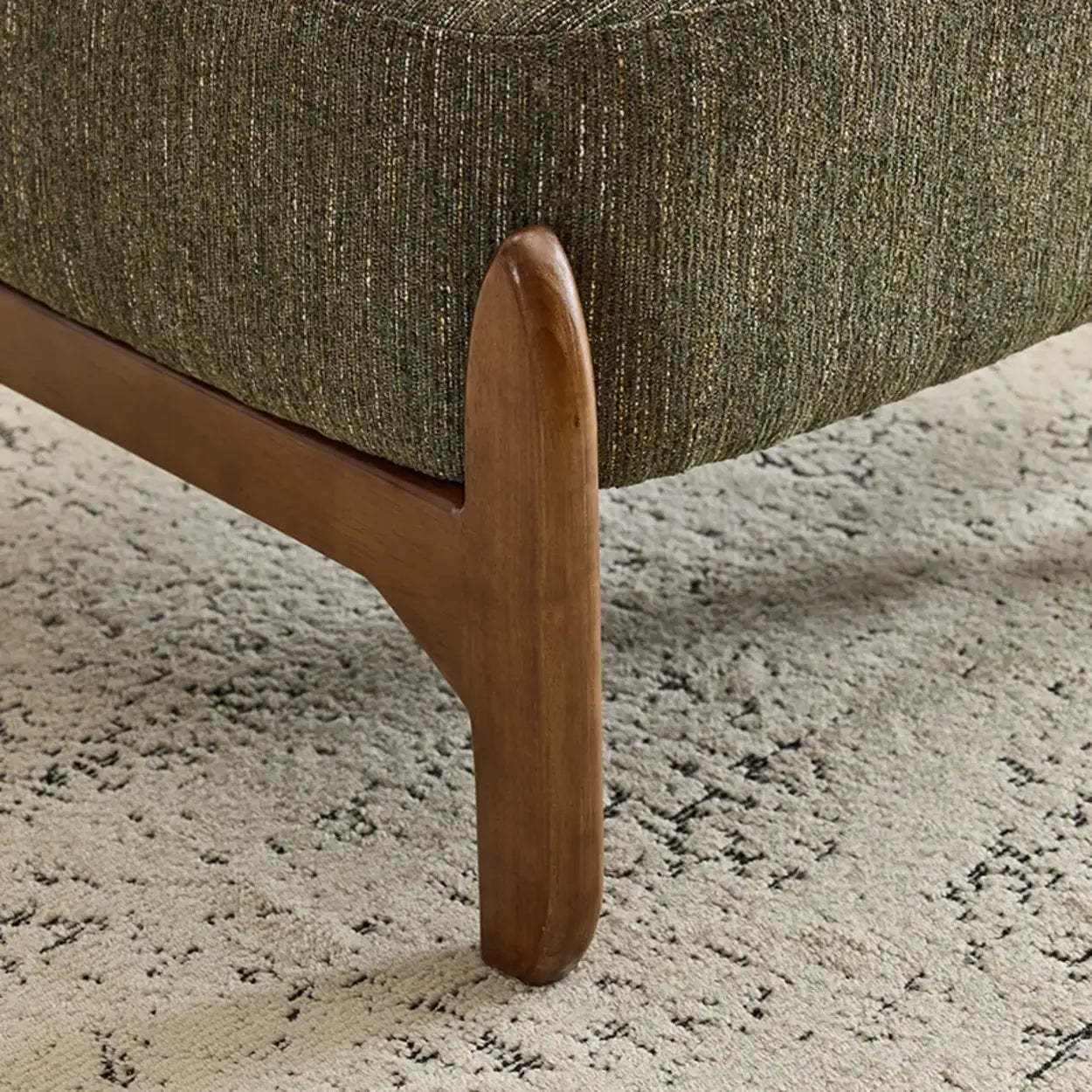 Scandinavian Low Profile Green Chenille Accent Chair