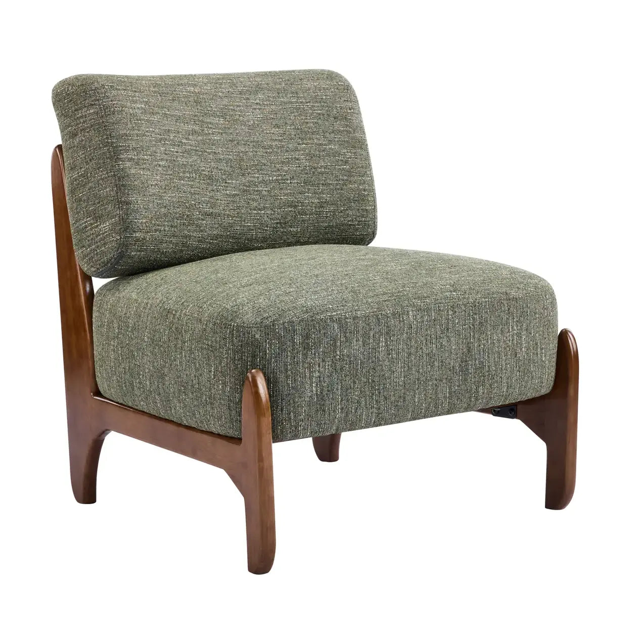 Scandinavian Low Profile Green Chenille Accent Chair