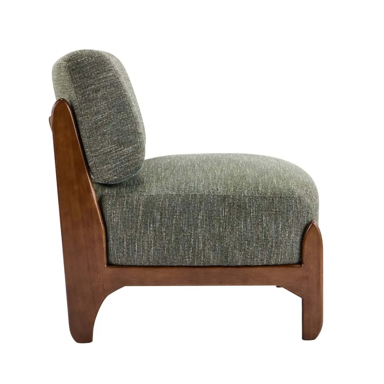 Scandinavian Low Profile Green Chenille Accent Chair
