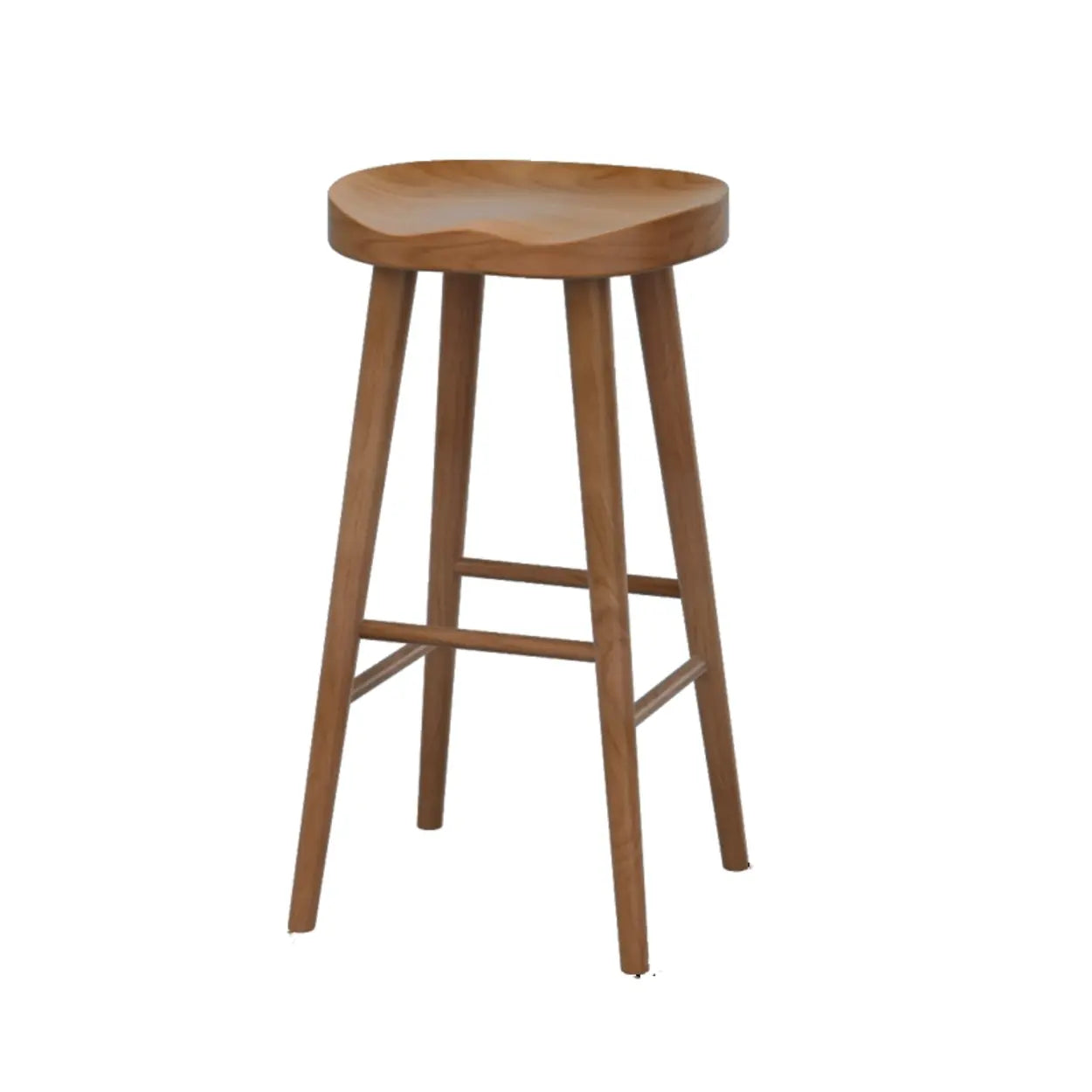 Scandinavian Wood Bar Stool with Footrest