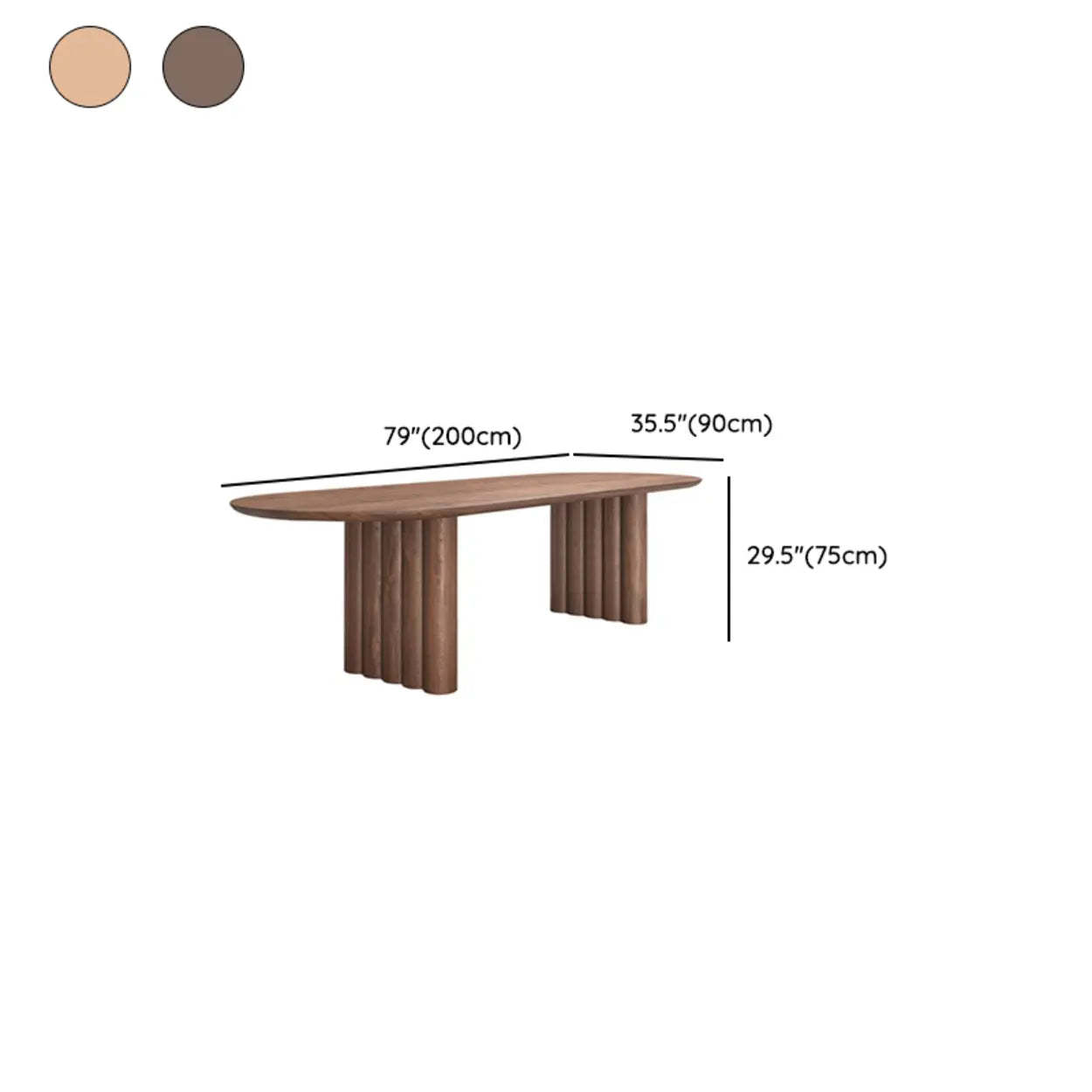 Scandinavian Oval Wood Fluted Base Dining Table