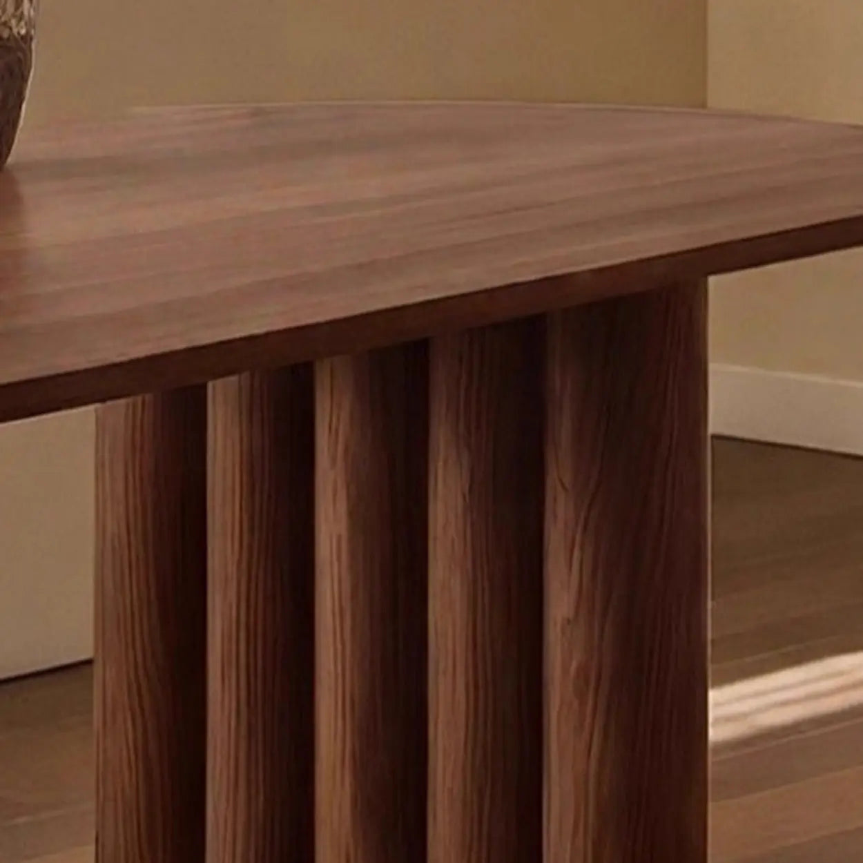 Scandinavian Oval Wood Fluted Base Dining Table — Natural / Table Only