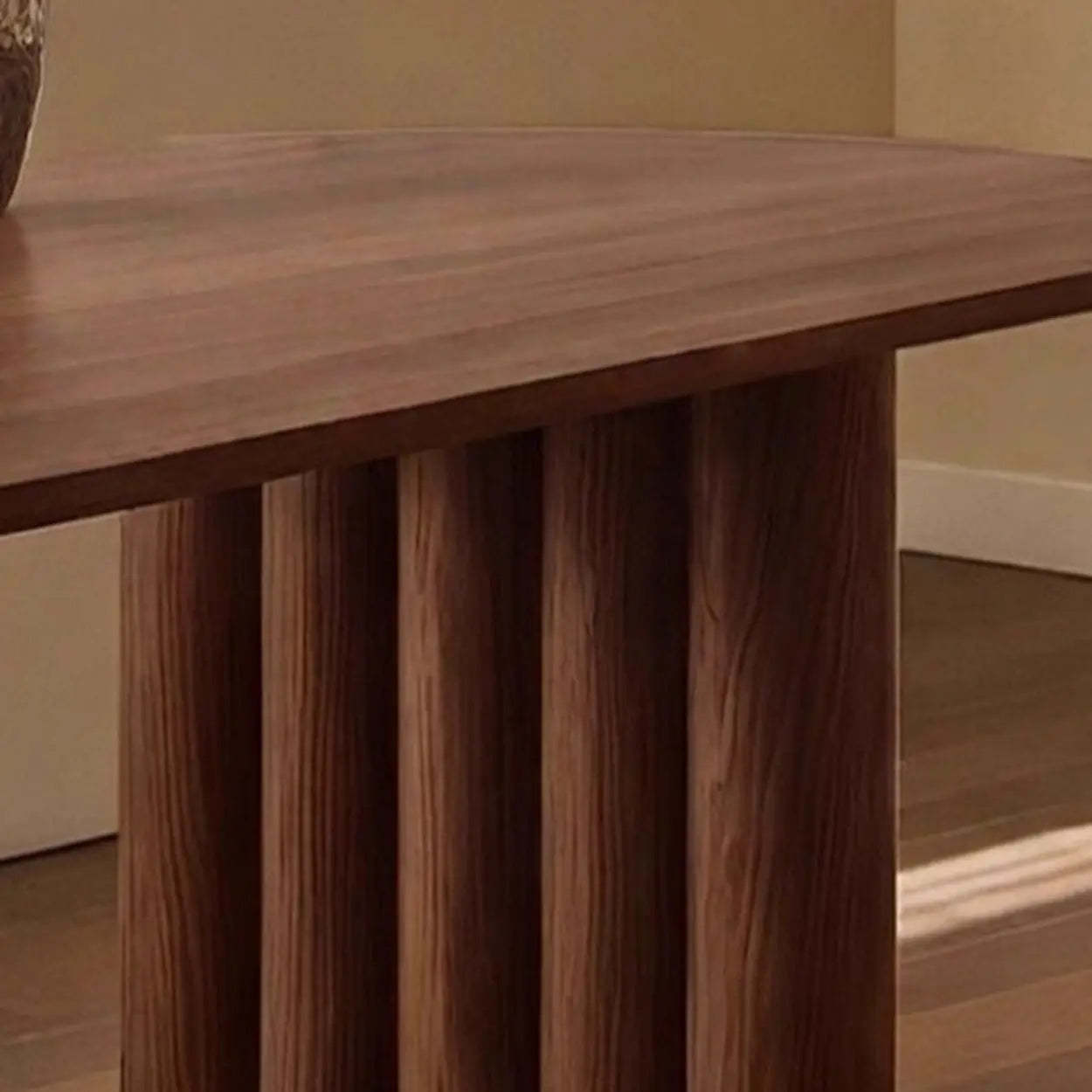 Scandinavian Oval Wood Fluted Base Dining Table — Natural / Table Only