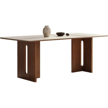 Scandinavian Minimalist Beige Stone Top Dining Table — Table Only