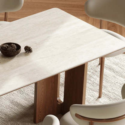 Scandinavian Minimalist Beige Stone Top Dining Table