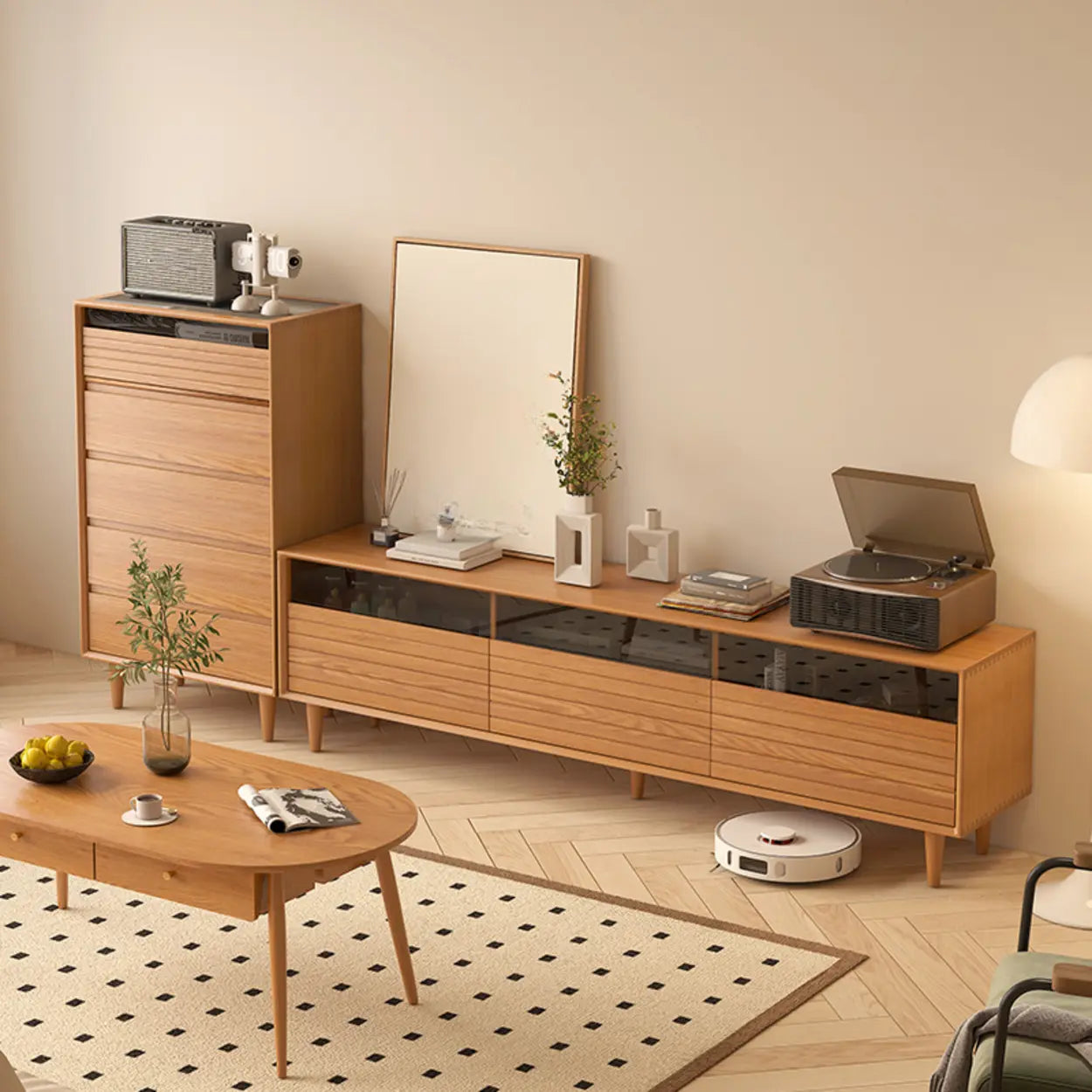 Nordic stand drawer tv stands in metal — 79" L x 16" W x 20" H